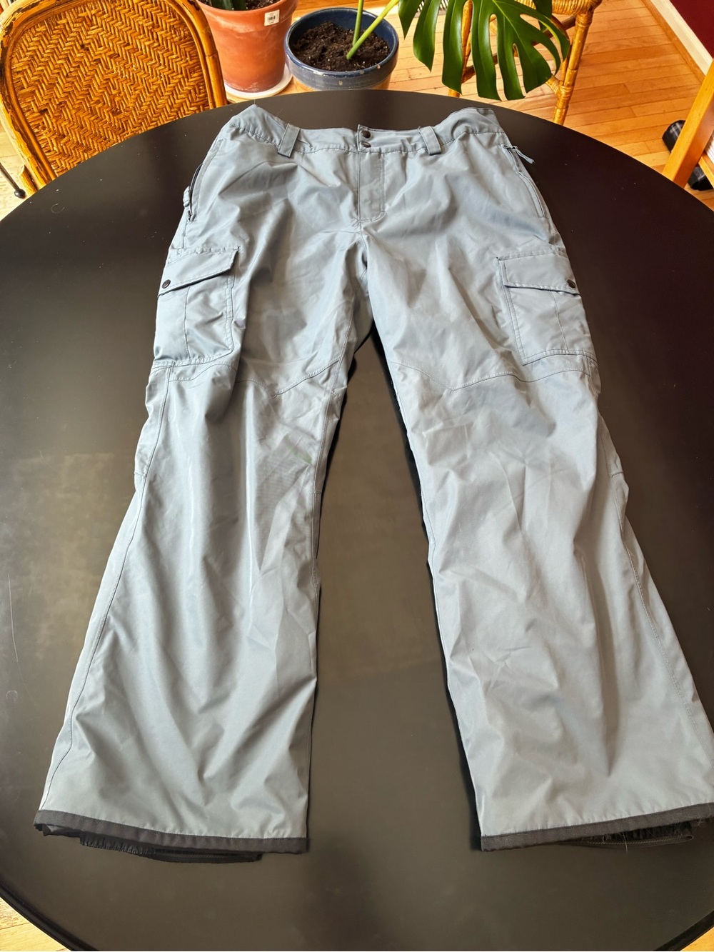 Men's Light Gray Snow Pants with Multiple Pockets
